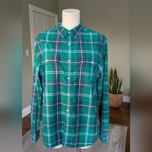 Urban Pipeline Men's Shirt 100% Cotton Green Plaid Button-Up Size M